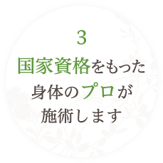 国家資格をもった身体のプロが施術します